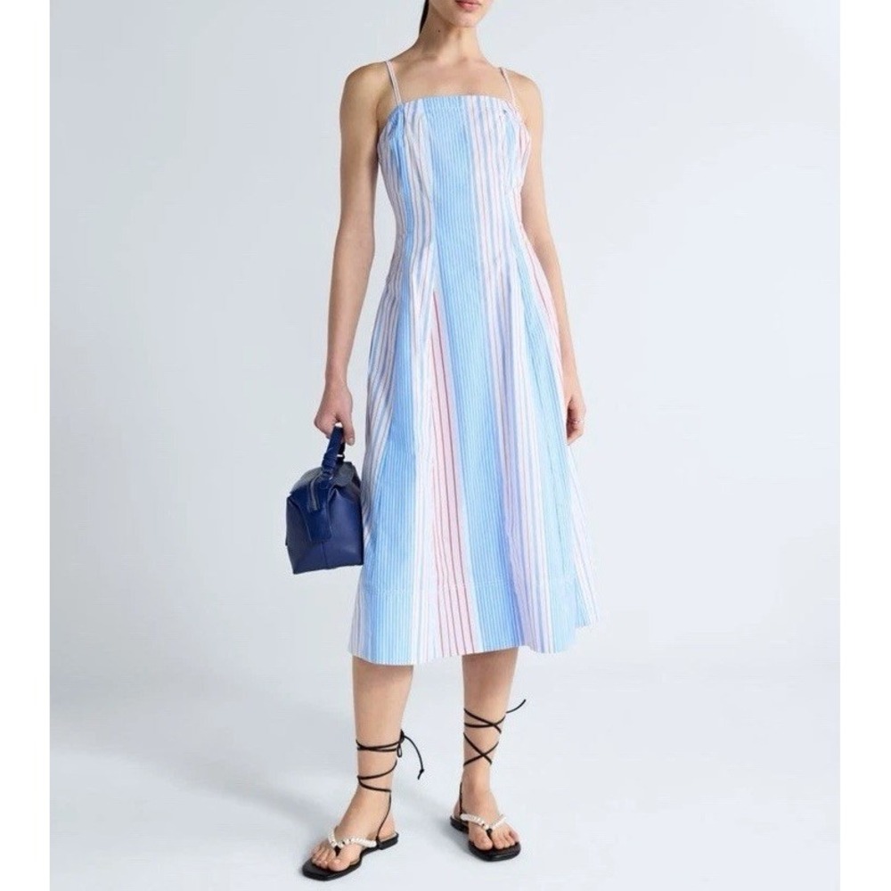 Free Assembly Women's XXL Striped Blue & Red Sleeveless Midi Dress W/Pockets